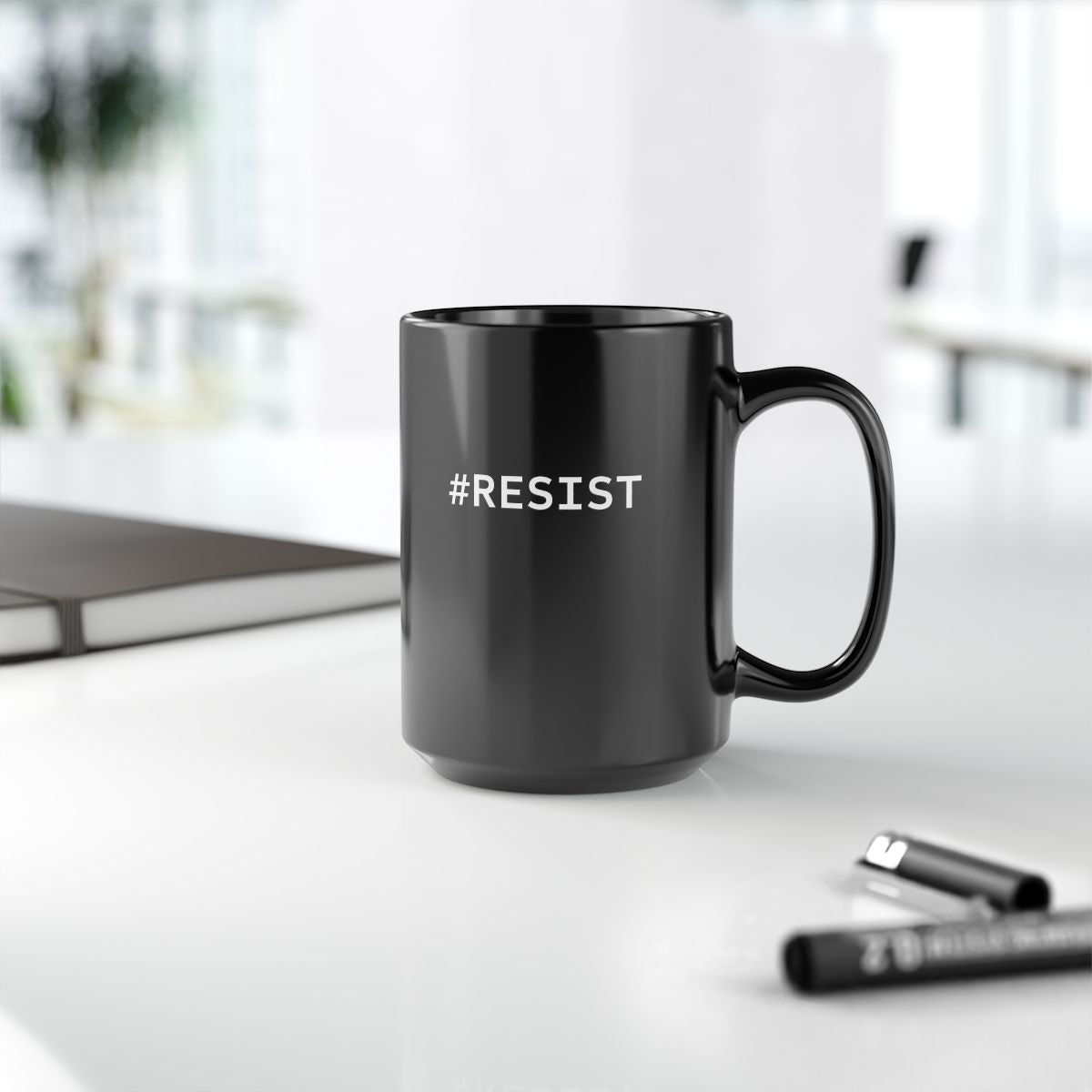 Inspirational Black Mug - #RESIST | Perfect Gift for Activists & Coffee Lovers (15oz)