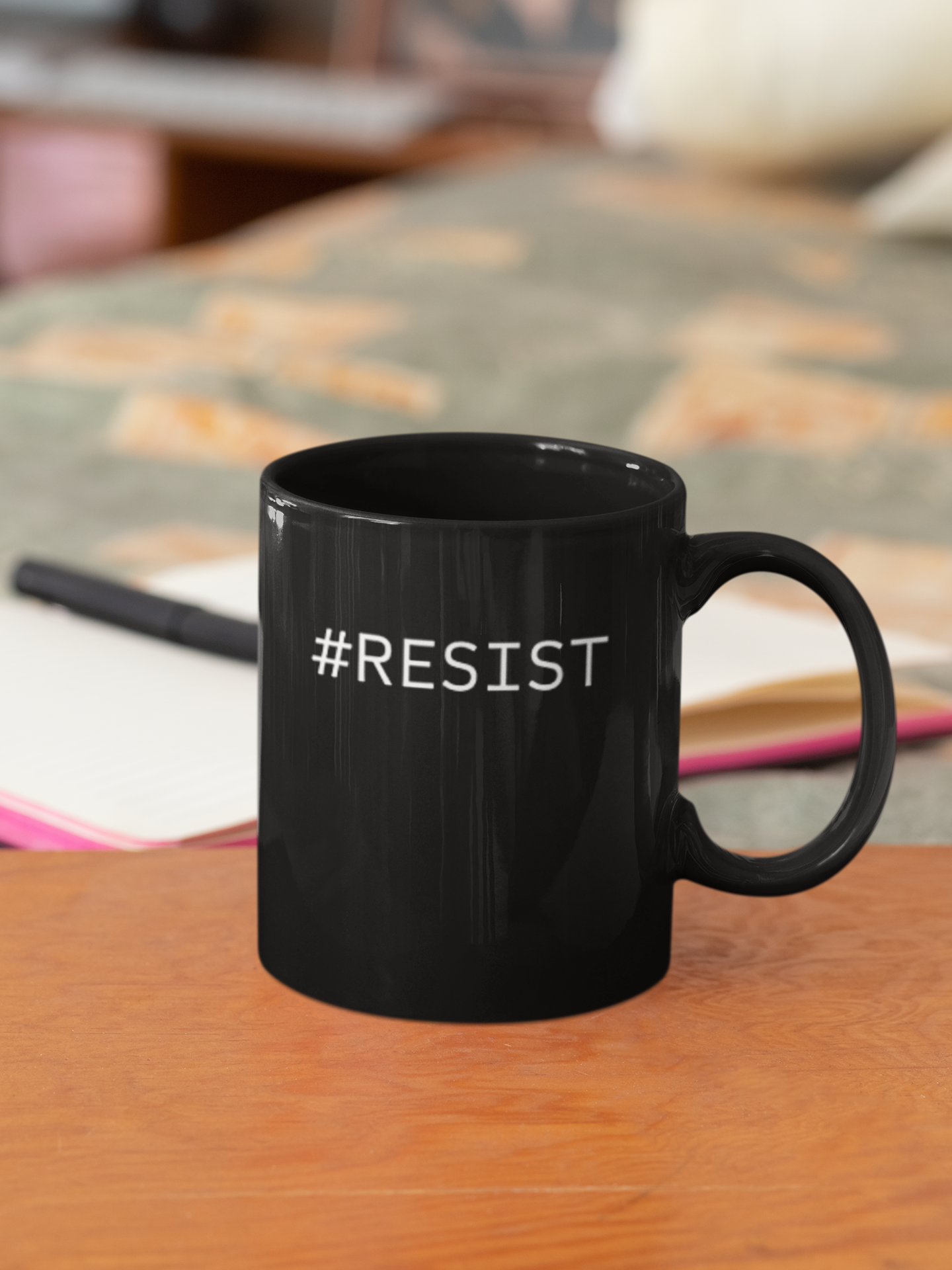 Inspirational Black Mug - #RESIST | Perfect Gift for Activists & Coffee Lovers (15oz)